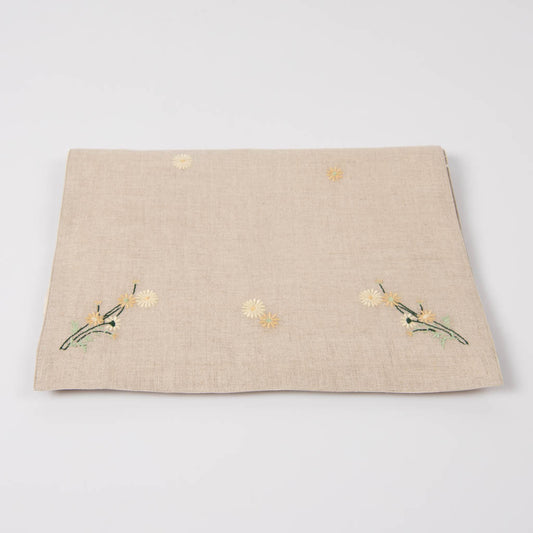 Embroidered Natural linen table runners