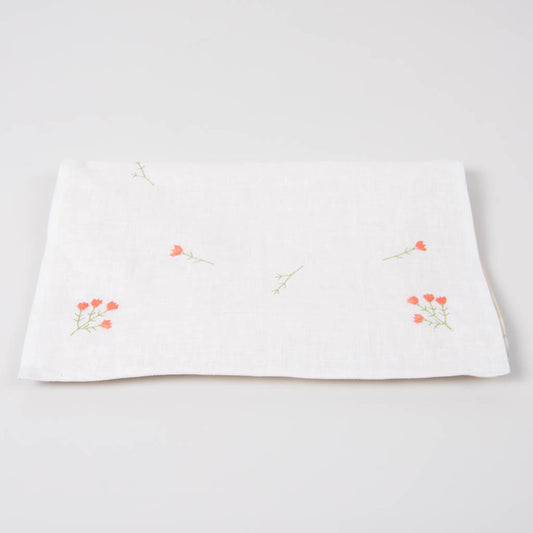 Embroidered white table runner