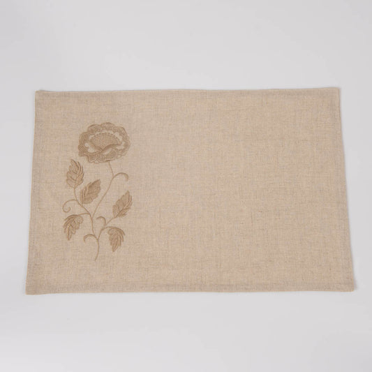 Embroidered natural linen table mats