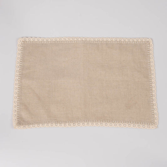 Lace edged natural linen table mats