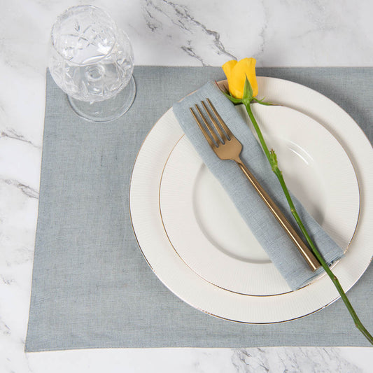 Aqua grey linen table mats