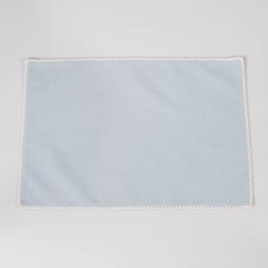 Lace edged sky cotton linen table mats