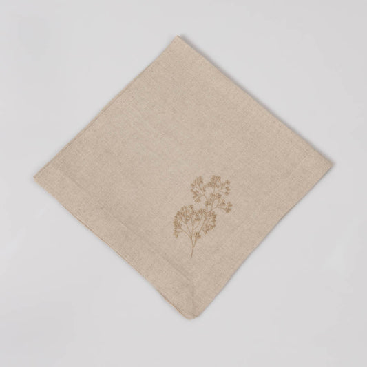 Embroidered natural linen dinner napkins