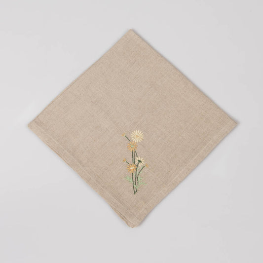 Embroidered natural linen napkins