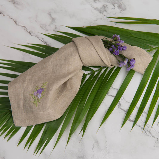 Embroidered natural linen napkins