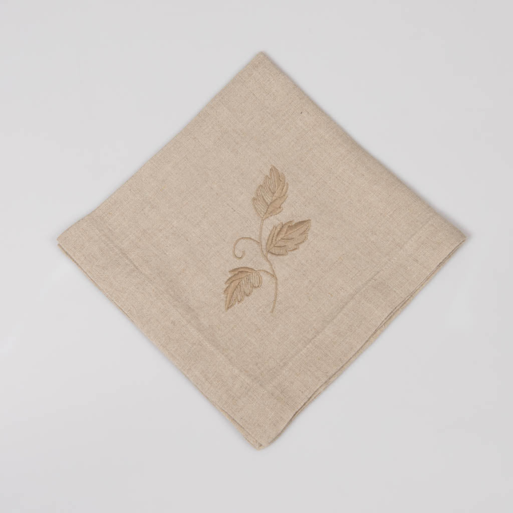 Embroidered natural linen napkins