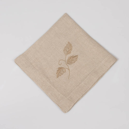 Embroidered natural linen napkins