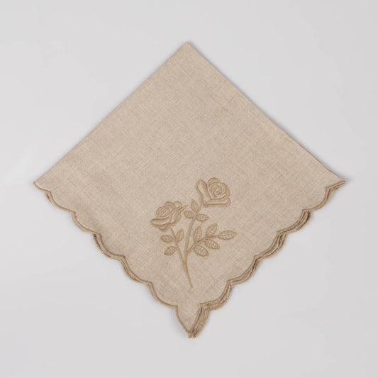 Embroidered natural linen napkins