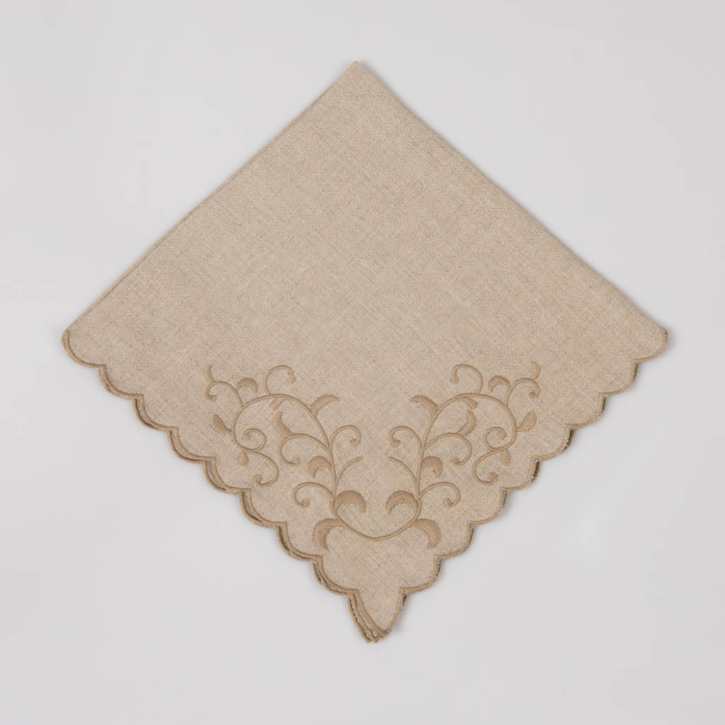 Embroidered natural linen napkins