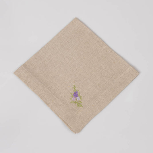 Embroidered natural linen napkins