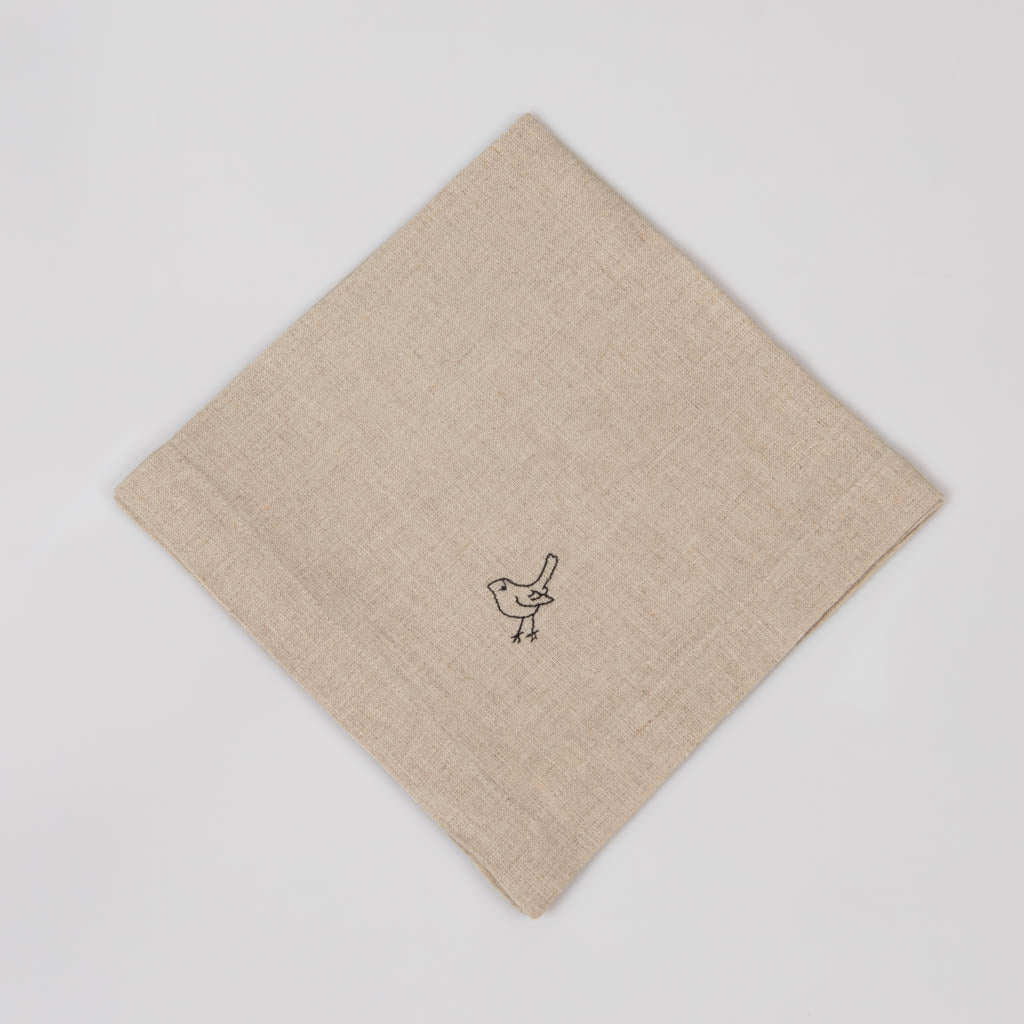 Embroidered natural linen dinner napkins