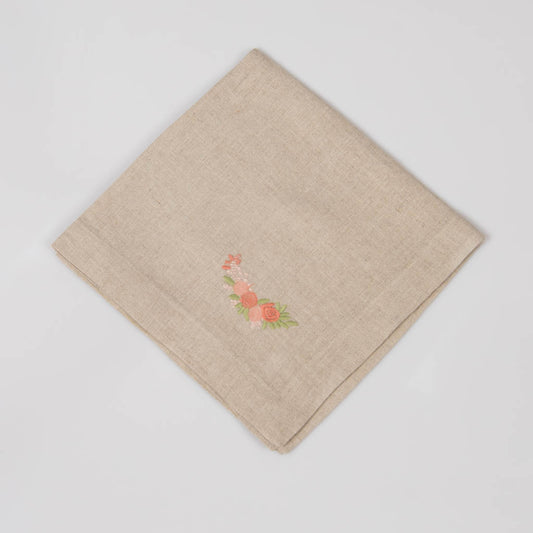 Embroidered natural linen napkins