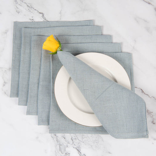 Aqua grey linen napkins