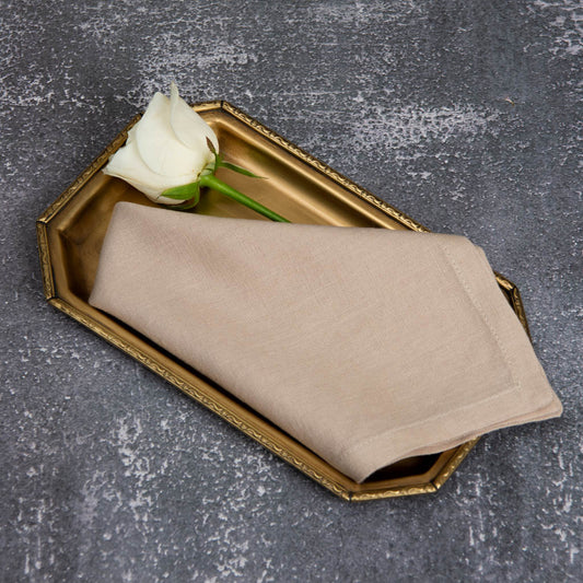 Beige cotton linen dinner napkins