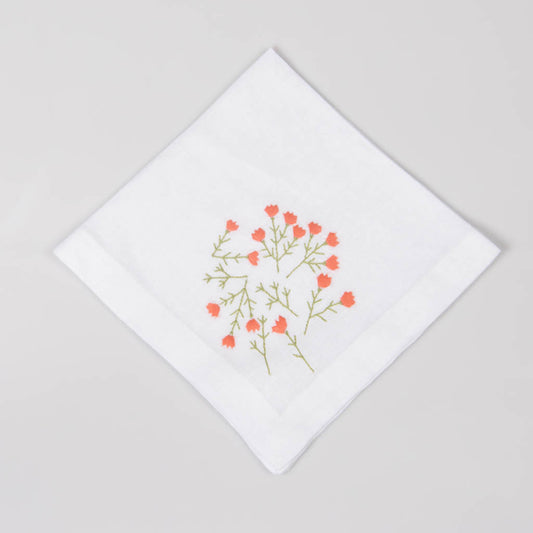 Embroidered white linen napkins