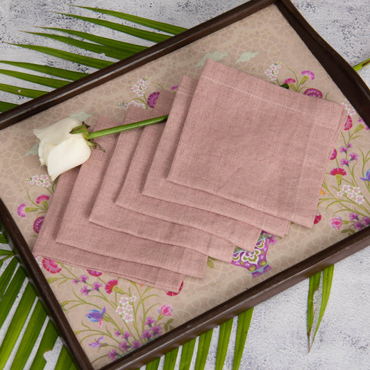 Dusty rose linen cocktail napkins