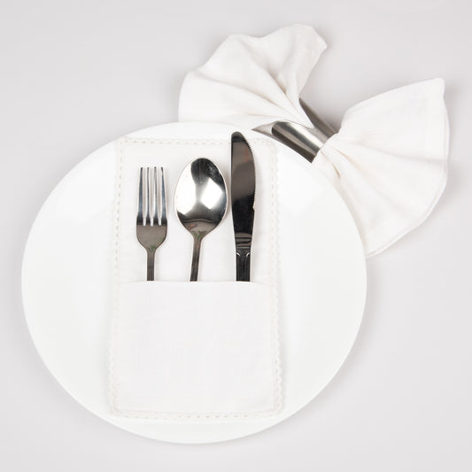 Eggshell cotton linen single pocket cutlery holders