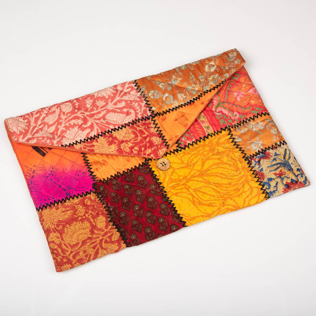 Vintage silk patchwork laptop sleeve