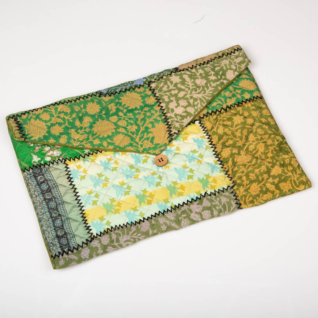 Vintage silk patchwork laptop sleeve