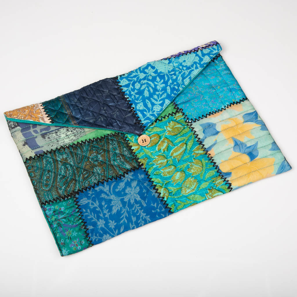 Vintage silk patchwork laptop sleeve