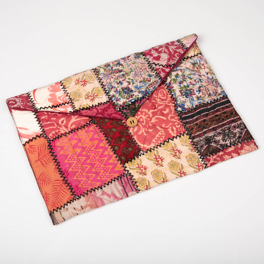 Vintage silk patchwork laptop sleeve