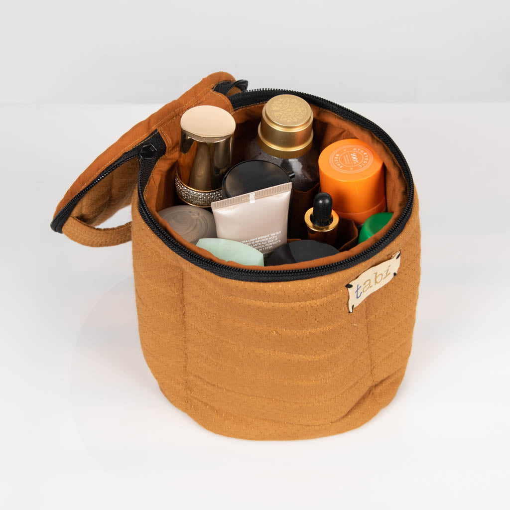 Circular toiletry bag