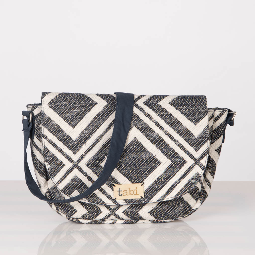 Jacquard cross body conductor bag