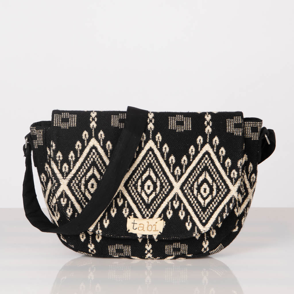 Jacquard cross body conductor bag