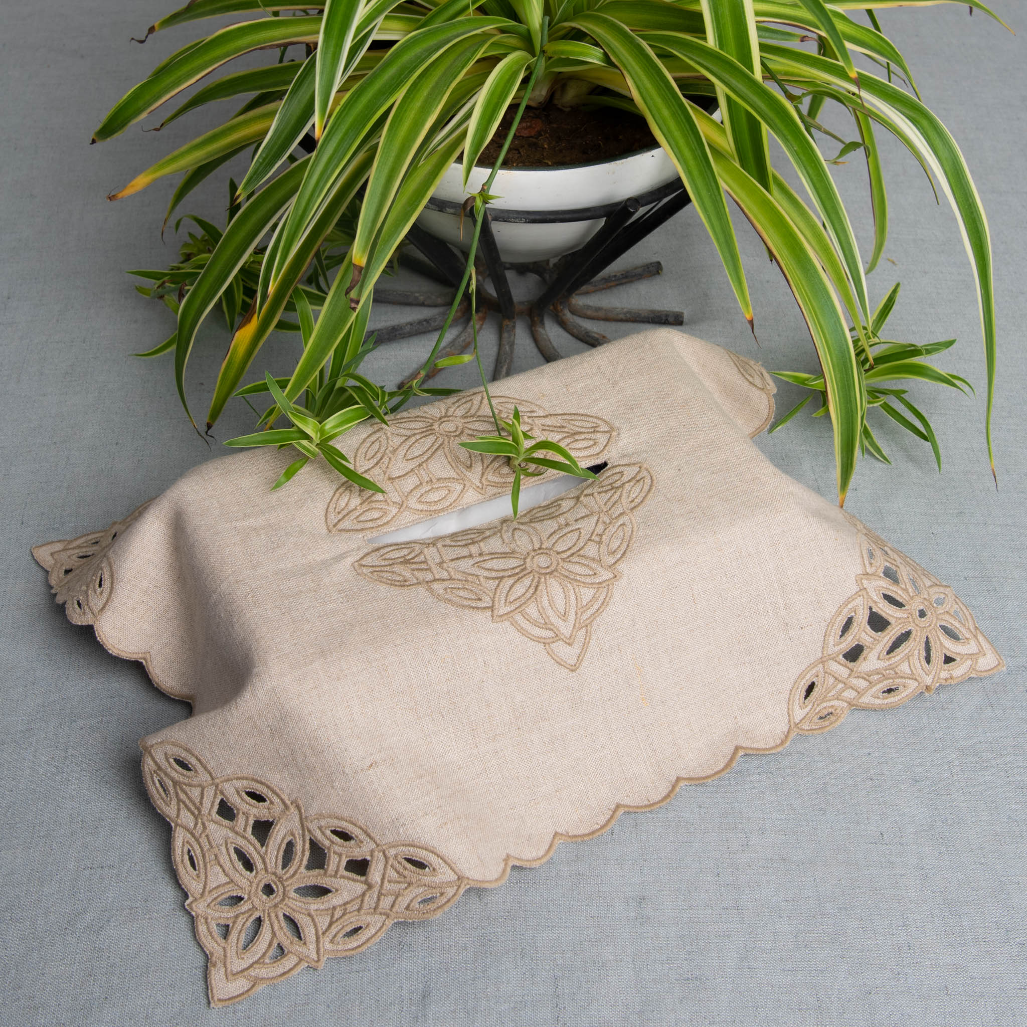 Beaumont Linen Napkin Box Cover Natural Tabi